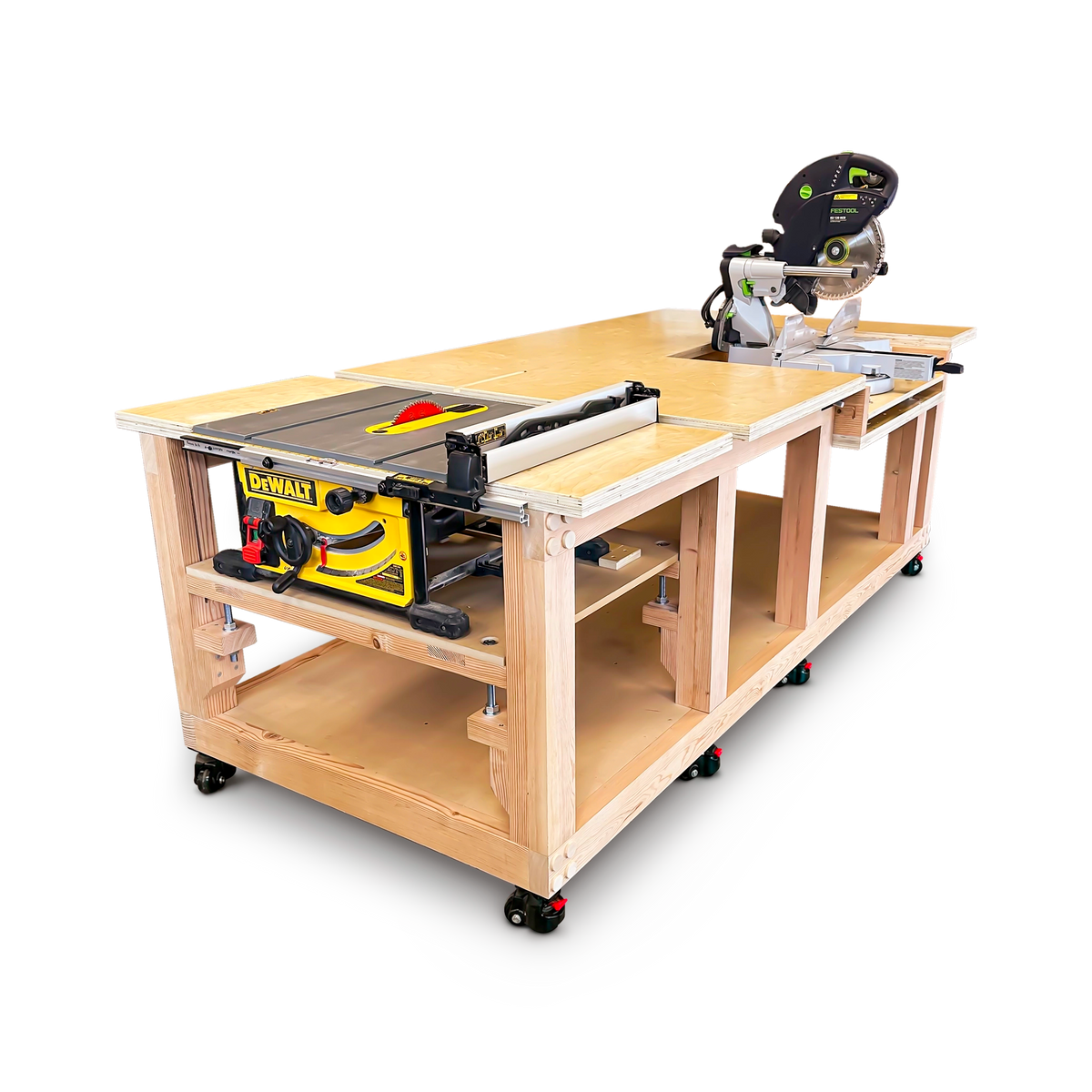 Mobile Table Saw & Miter Saw Workbench Plans