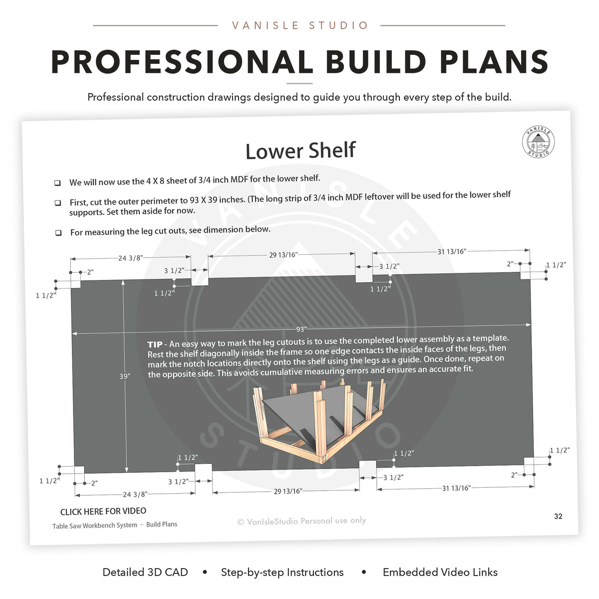 Mobile Table Saw Workbench Plans